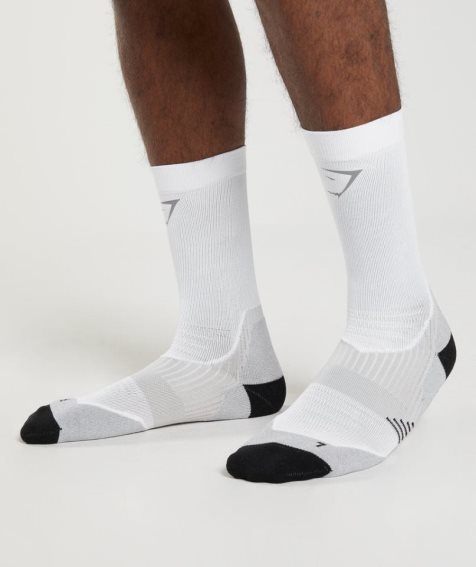 Gymshark Crew Performance Socks White | CA 6D7318